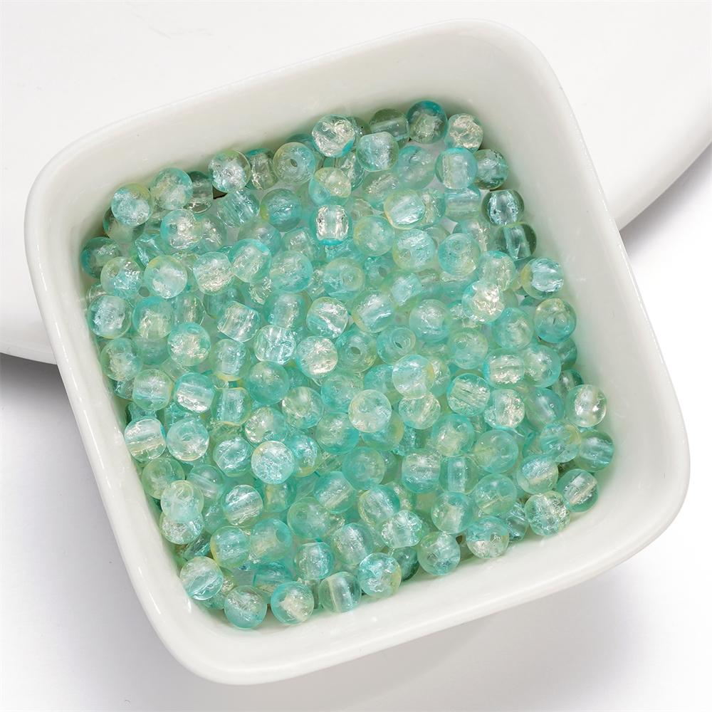 A String 4mm Double Color Round Cracking Glass Beads Necklace Loose Beads For DIY Jewelry Making Bracelet Handmade Accessories