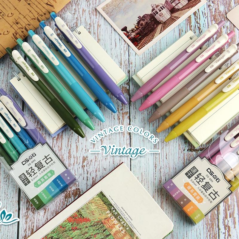 5 pezzi penne a inchiostro vintage set scrittura ad asciugatura rapida penna a sfera multi colore da 0,5 mm per diario disegno pennarello fodera arte scuola fai da te