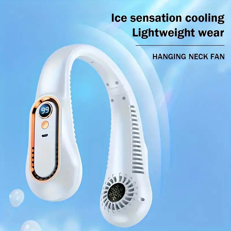 1pc, Bladeless Hanging Neck Fan, Portable USB Rechargeable Cooler Fan With 5 Speeds, Super Technology & Bladeless Design For Outdoor Sports Use