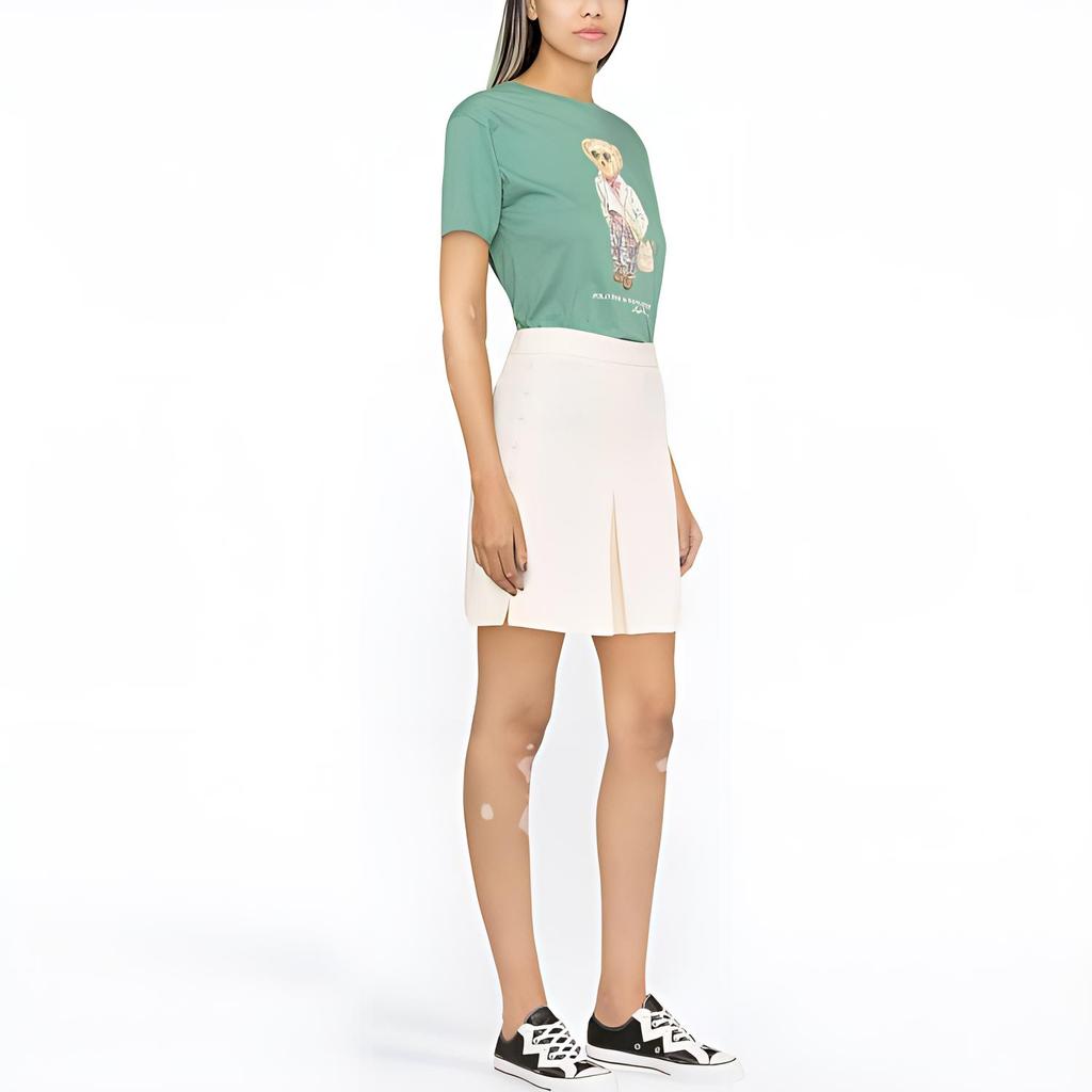 Polo Ralph Lauren Bär-Print Rundhals Kurzarm T-Shirt Damen Tops Grün 211892607-001