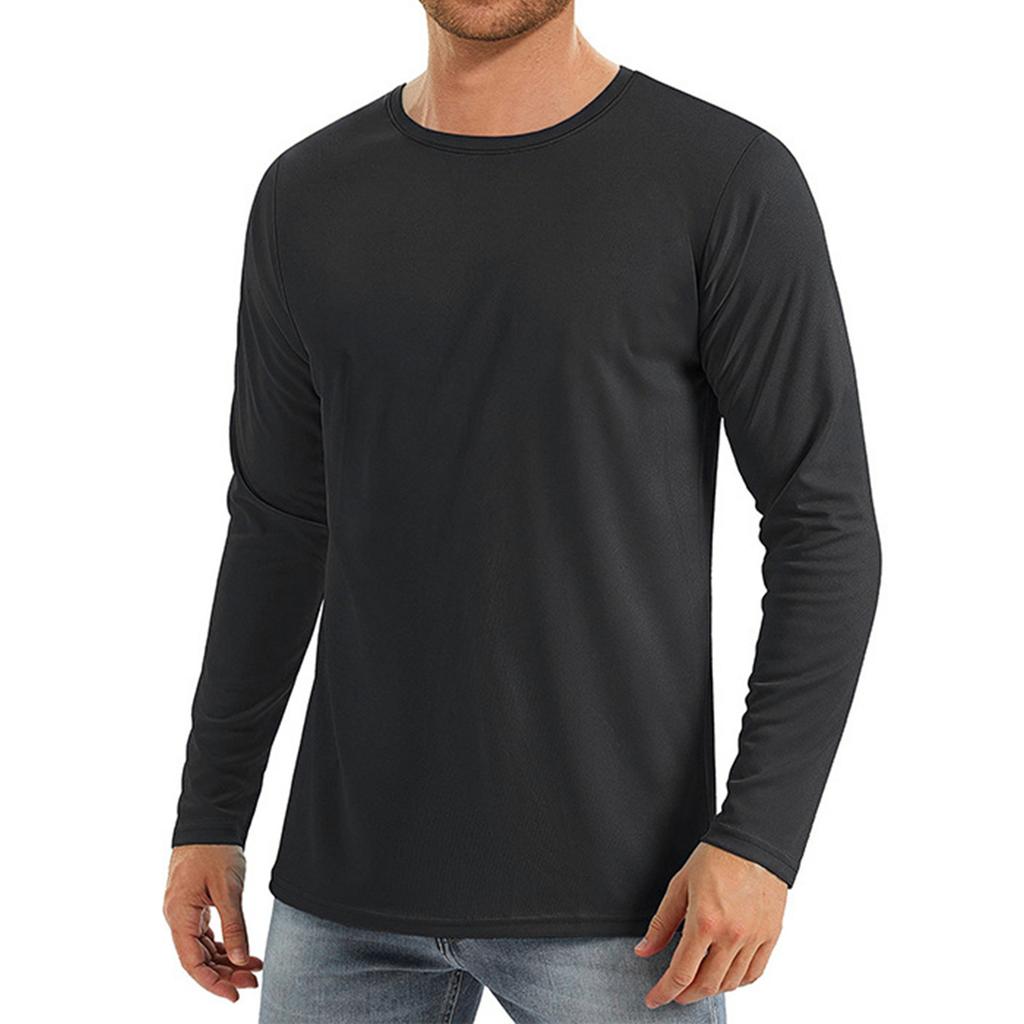 Men's Long-Sleeved Quick-Drying Sports Running Round-neck Hoodie  Color Breathable UV-Resistant T-Shirt