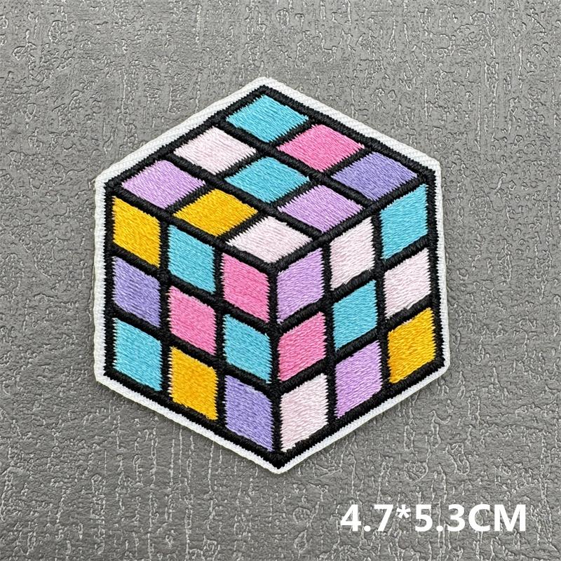 Cartoon Patch Diy Embroidery Patches For Clothing Stripes Badge Letterdice Patches For Jacket Iron On Patch On Clothes