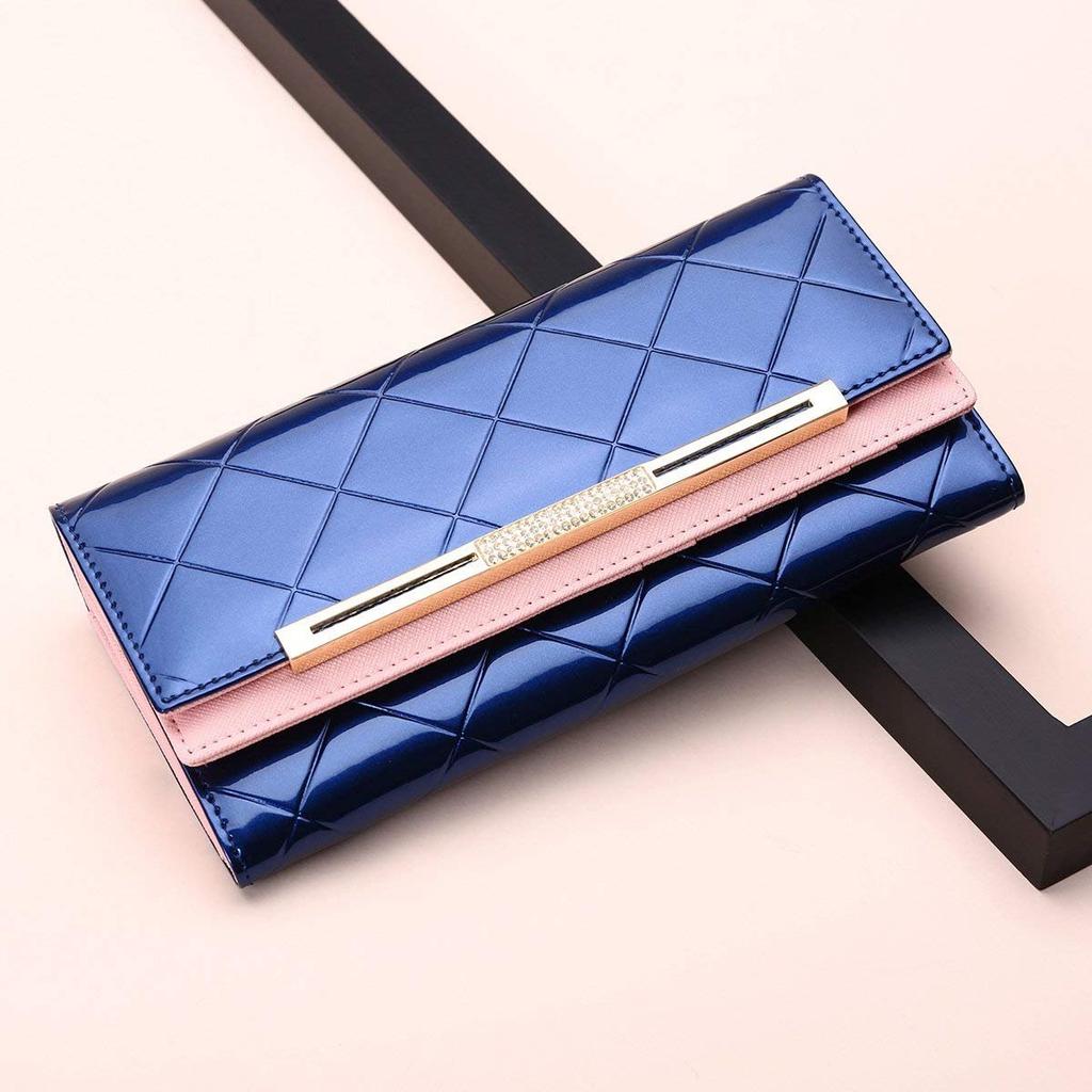 Large Capacity Cowhide Long Wallet Wallet Black Red Blue Brown Orange Black Red Blue Brown Foldable Bifold Plenty of Storage Elegant Adult Embossed