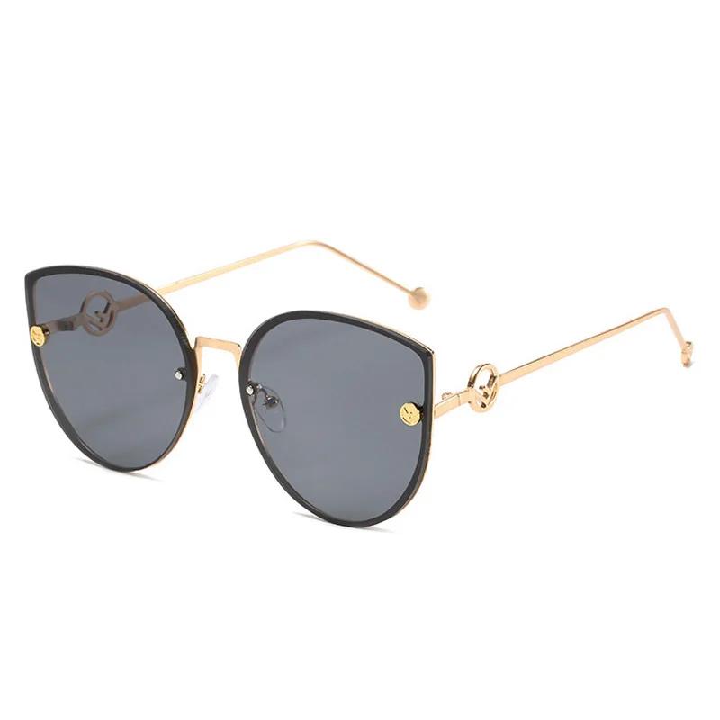 Classic Cat Eye Alloy Sunglasses Woman Brand Designer Big Frame Sun Glasses Female Vintage Metal Oculos Feminino