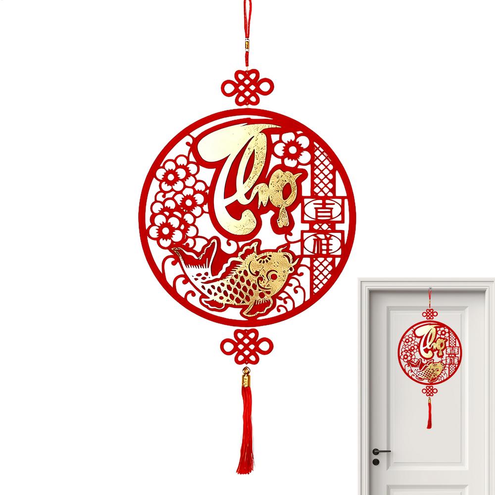 Spring Festival Decorations Chinese Good Luck Pendant 2026 Flocking Tree Ornaments Festival Charm For Home Office Car Door Wall