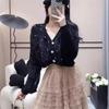 Autunno Inverno Donna Scollo a V Lussuoso Perline Bottone a Cuore Mohair Maglione Lavorato a Maglia Peloso Cardigan Natalizi Top