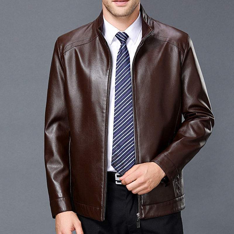 Sheepskin is really good leather men's leather jacket business casual slim fit leather jacket