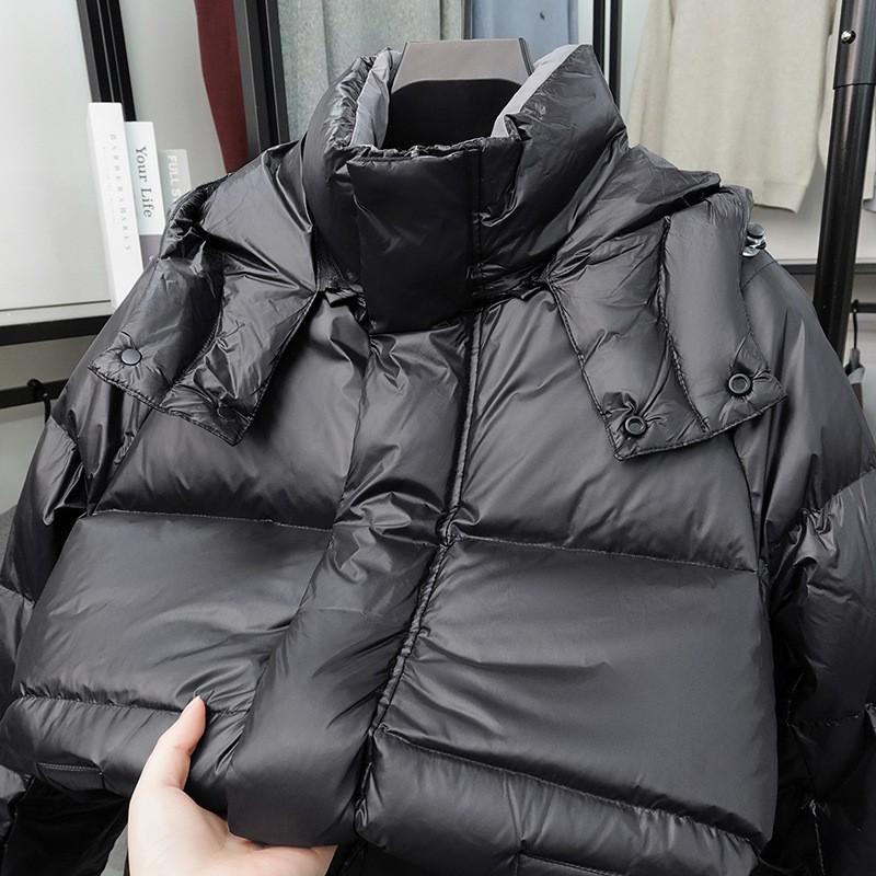 Longue veste d'hiver noire pour homme avec capuche, garniture 90% duvet de canard 650FP, manteau d'hiver chaud, pour un usage quotidien