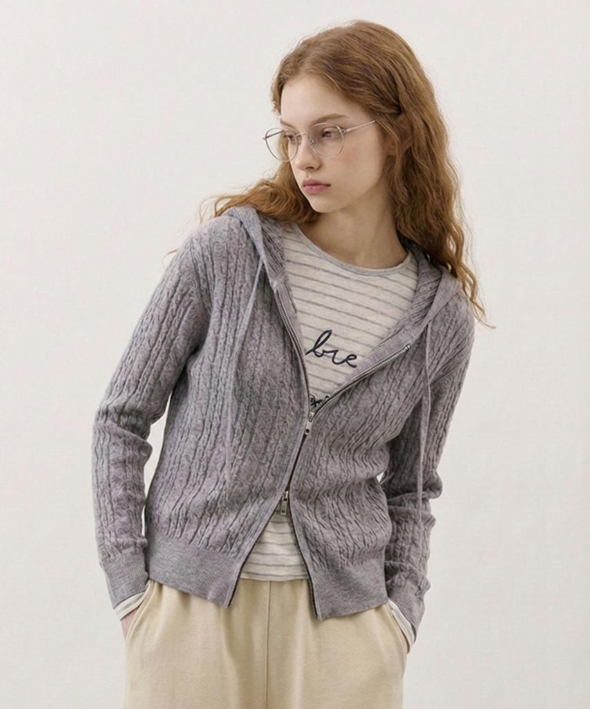 Citybreeze Cable Zip-Up Hoodie_3 Colors