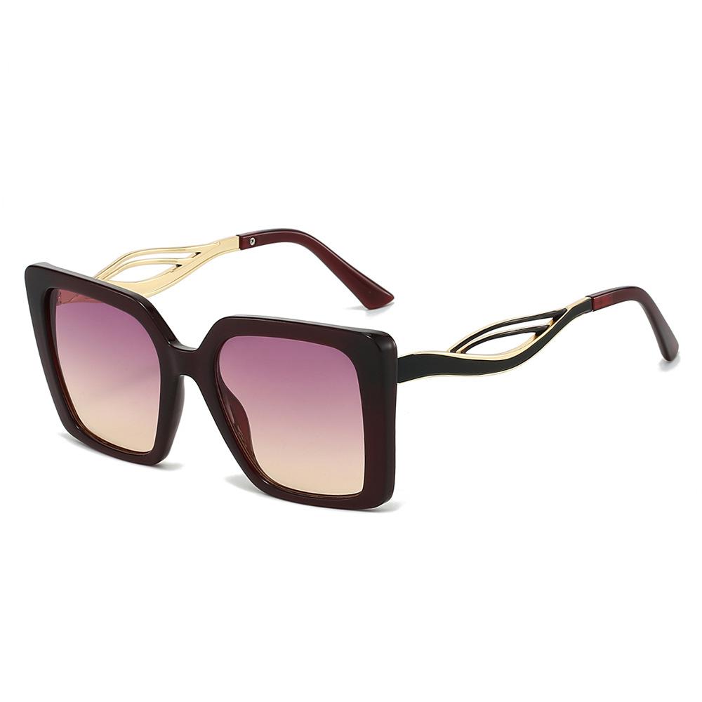 New Retro Leopard Print Gradient Square Frame Women Sunglasses Ins Personality Hollow Temple Design Men Casual Sun Glasses UV400