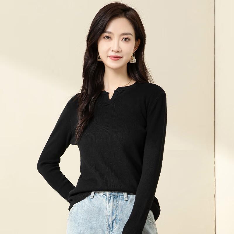 YUZHAOLIN Women's V-Neck Long-Sleeve Knit Top