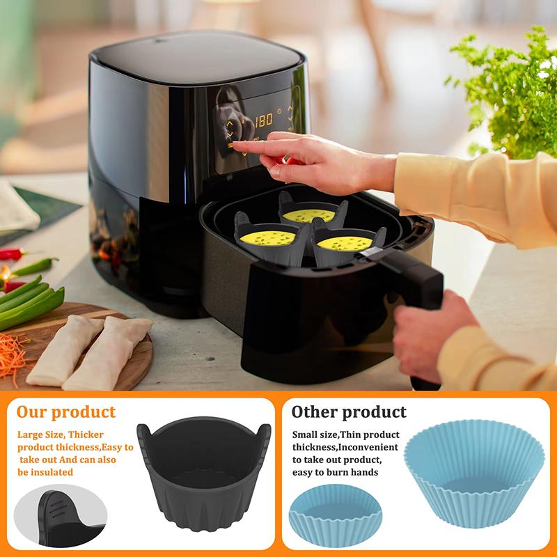 Silicone Basket Muffin Cup Mold Air Fryer Oven Baking Tray Pizza Fried Chicken Basket Silicone Molds for Airfryer Microwave Oven