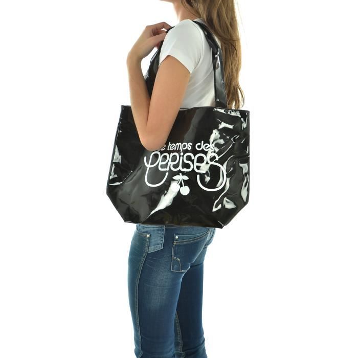 Women's Tote Bag - Le Temps Des Cerises - Vinyl Bag - Shoulder Bag - Zipped Interior - PVC Lining