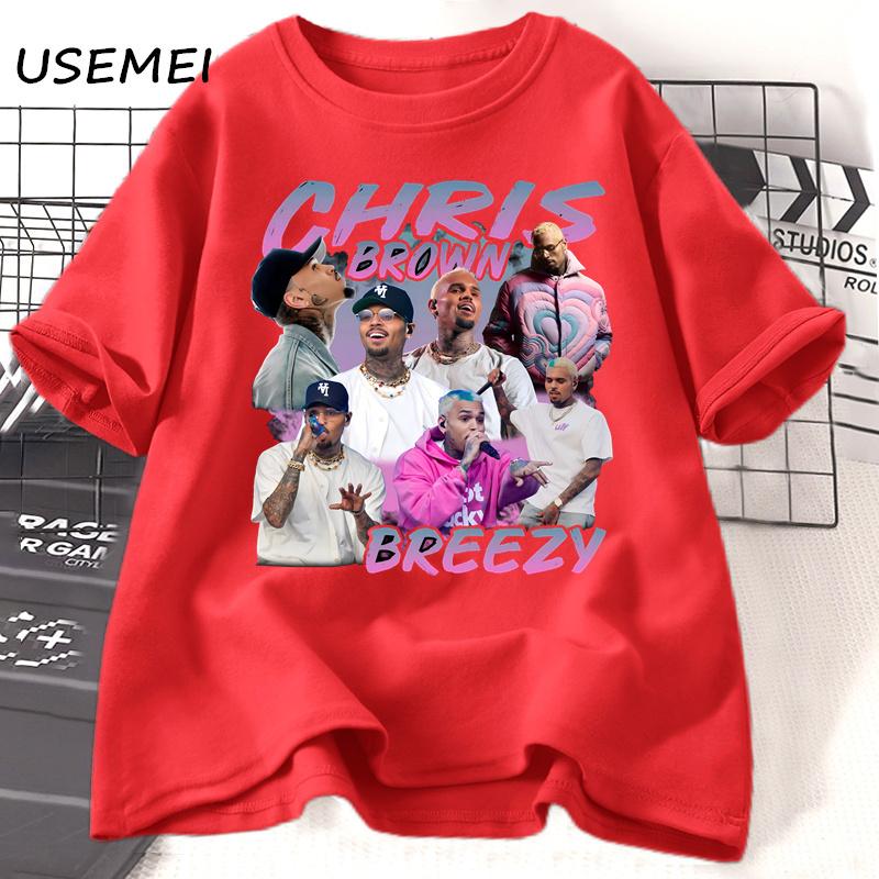 Chris Brown Breezy Tshirts Hip Hop 90s Graphic T Shirt Casual Cotton Short Sleeve Tshirt Round Neck Women Men Streetwear S
