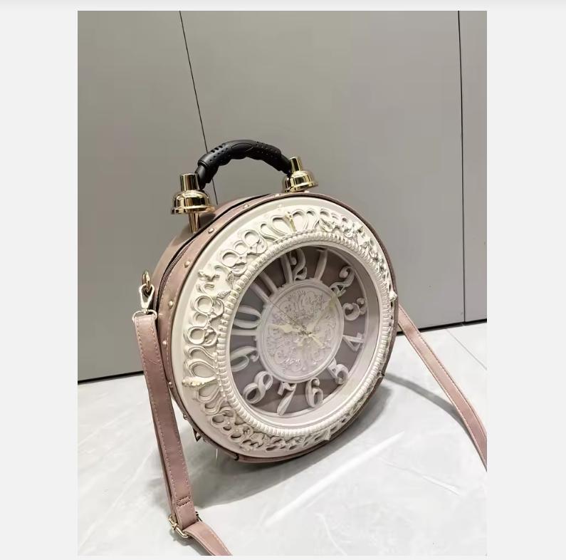 Luxury Designer Purses and Handbags Shoulder Bags funny clock-shaped bag funny Women's round bag pu leather Woman's bag