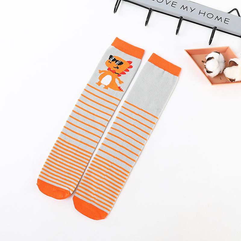 Ciorapi cu model de dinozaur din desene animate pentru bebeluși, fetițe, ciorapi înalți din bumbac, șosete mijlocii, încălzitoare pentru picioare