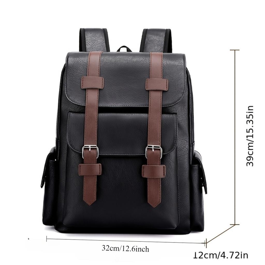 Zaino da Uomo in PU ad Alta Capacità con Tasche Multiple, Borsa per Laptop da Viaggio d'Affari e Pendolarismo per Lavoratori d'Ufficio e Studenti, Uso Quotidiano