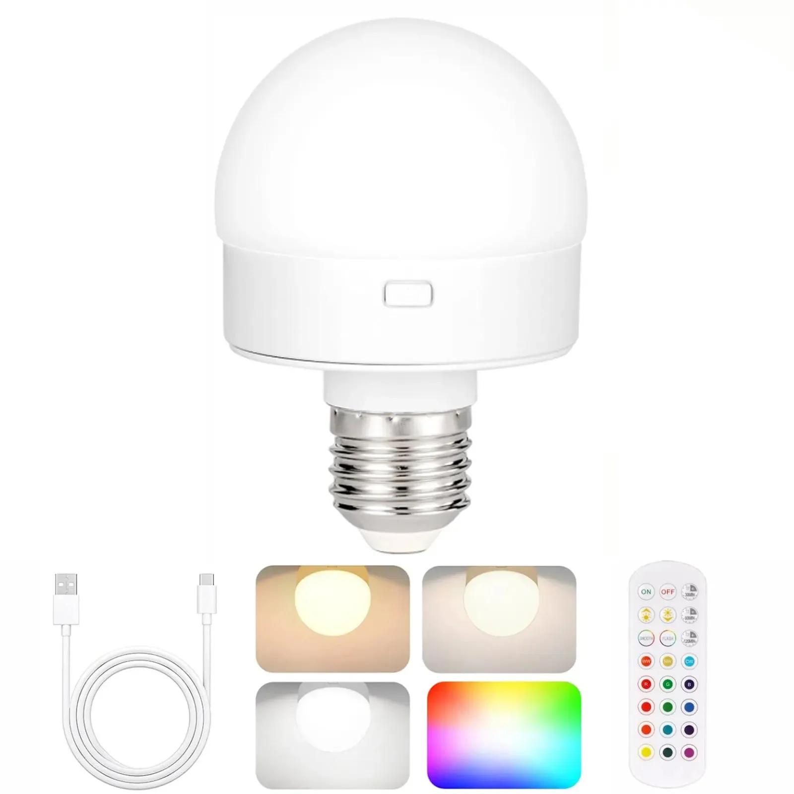 

GGbingo 3 Color Temperatures Rechargeable Light Bulbs Remote Control Battery Operated Light Bulb with Timer Dimmable Lamp 3.5W