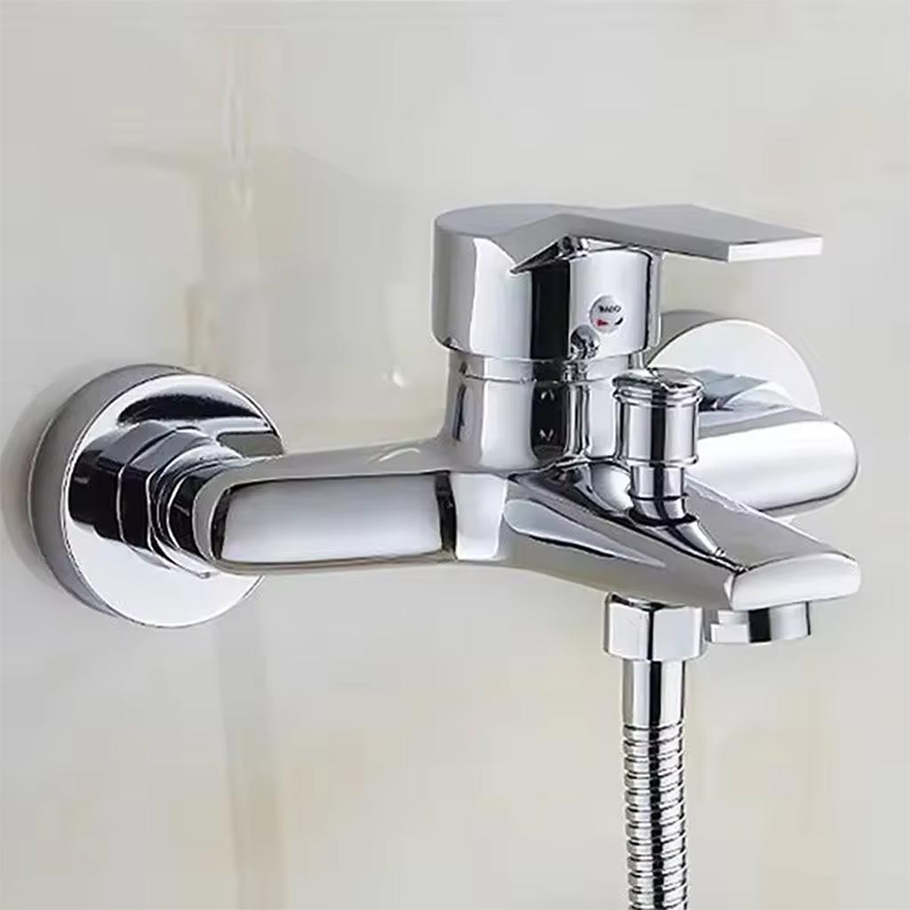 Zinc Alloy Basin Faucets Chrome Wall Mounted Hot Cold Water Dual Spout Mixer Tap for Bathroom Splitter Bath Shower Basin