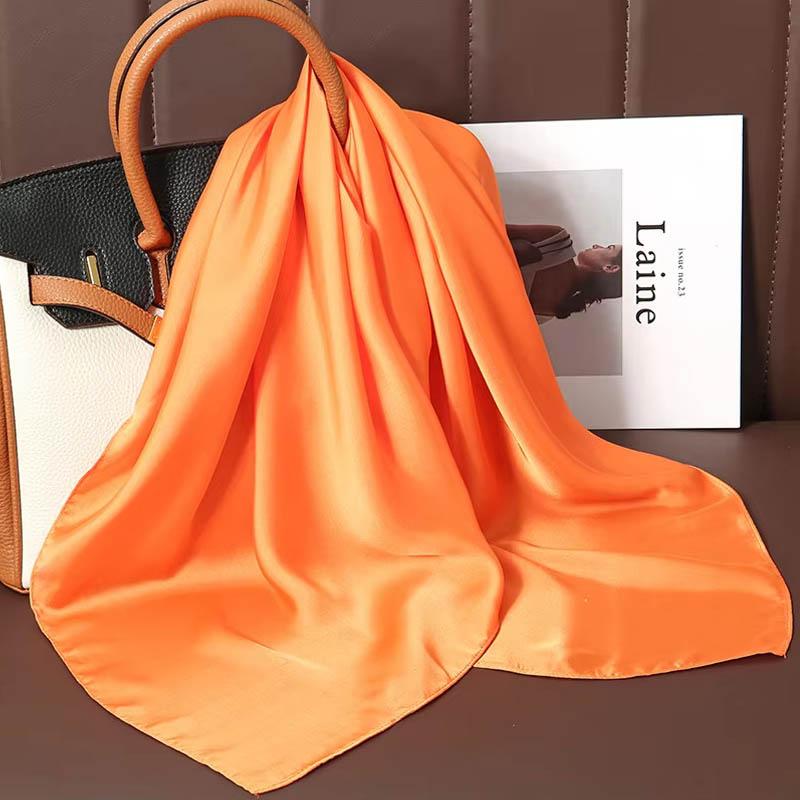 Luxus Uni Farbe Seide Quadratisches Tuch Damen Weiches Satin Pferdehaarband Halstuch Büro Hijab Stirnband Foulard Taschenbänder Geschenk