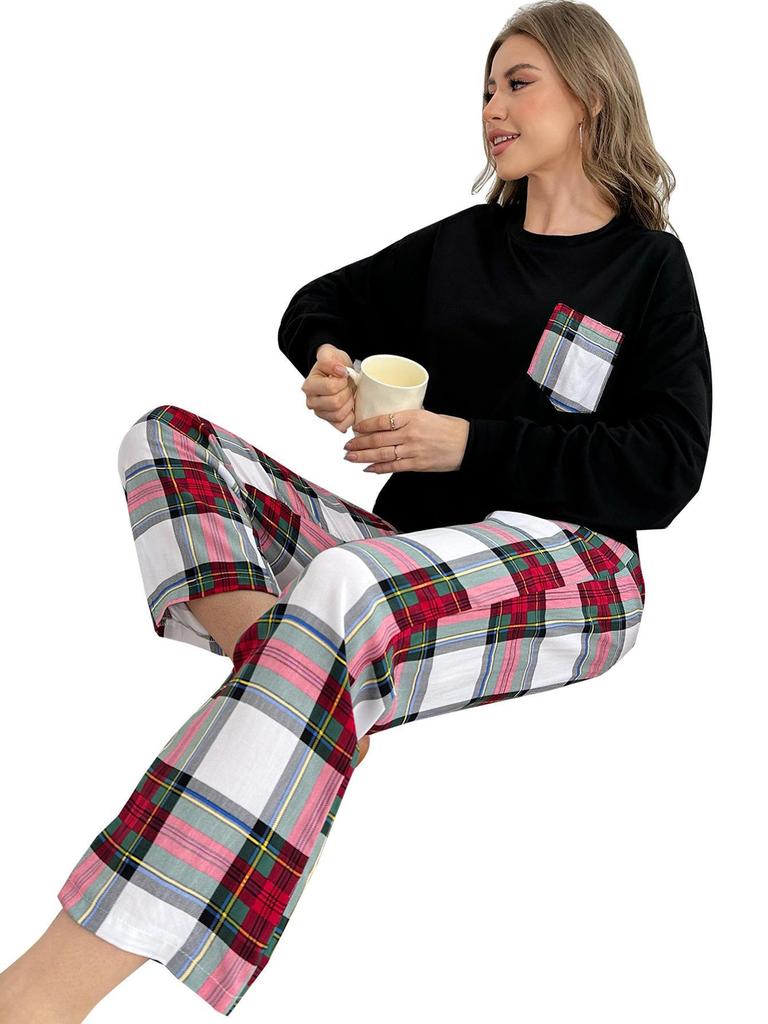 Europäischer und amerikanischer Damen-Winter-Pyjama-Set - Langarm, lange Hose, zweiteiliger Homewear-Pyjama