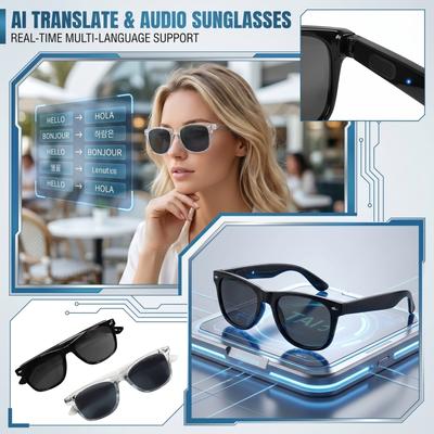 Intelligente mehrsprachige Übersetzungs-Bluetooth-Sonnenbrille Echtzeit-Sprachübersetzung Musik Anrufe Intelligente Brille