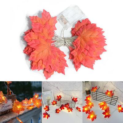Low Power Consumption High Quality Fall Maple Leaves Garland with 10 LED Lights