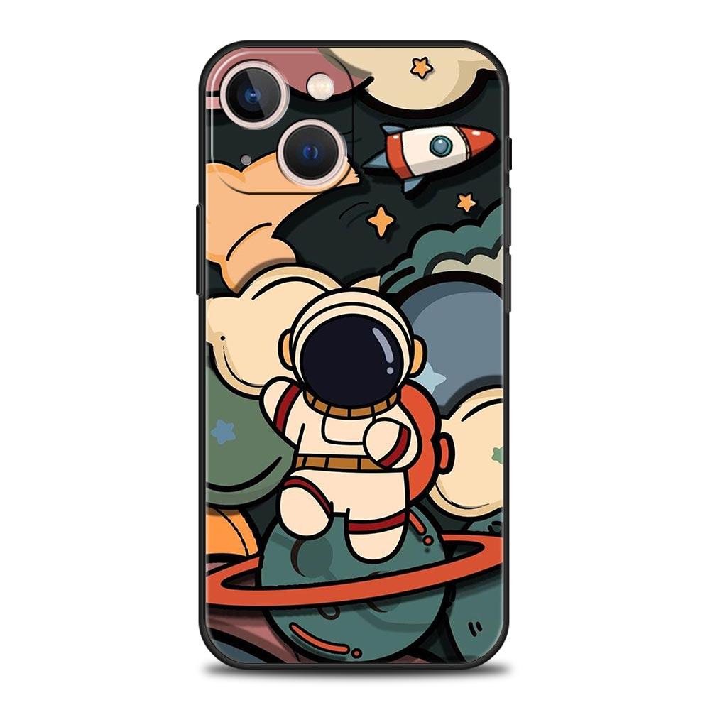 Cartoon Cute Cosmonaut Phone Case Cover for iPhone 17 16 15 14 13 12 Pro Max 11 Pro Max 17 AIR Plus Shockproof Soft TPU Shell