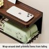 Walnut Bathroom Toilet Paper Holder & Storage Shelf