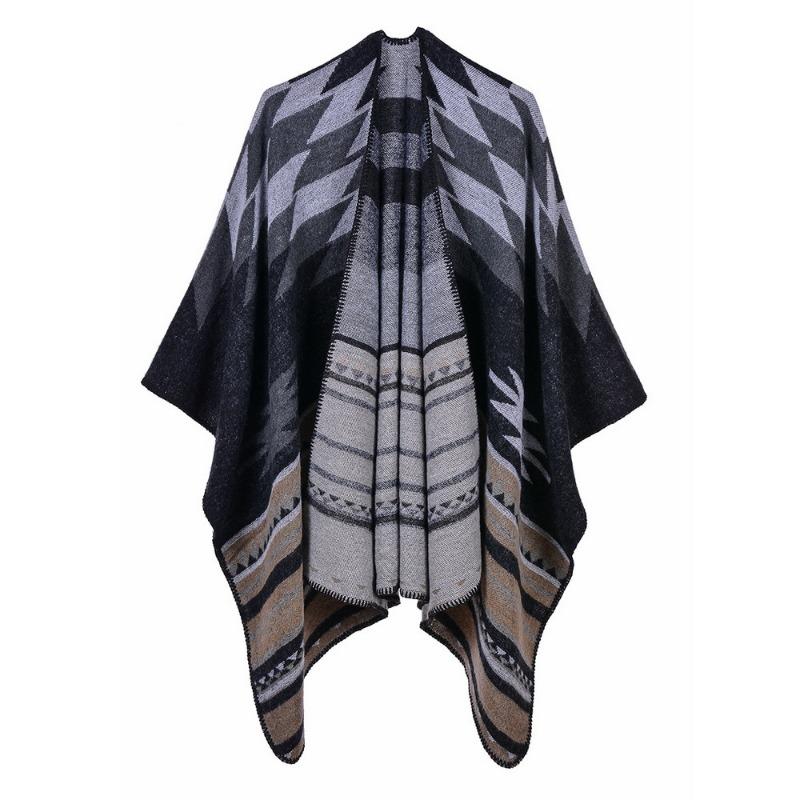 Women's Autumn and Winter Extended Fashion Scarf Shawl Dual-purpose Travel Camping Warm Double-sided Imitation Cashmere Cape