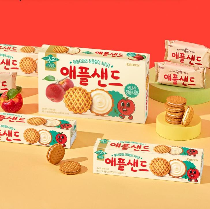 Crown Gukhee Apple Sandwich 272g – Crunchy & Fruity Korean Biscuit Snack