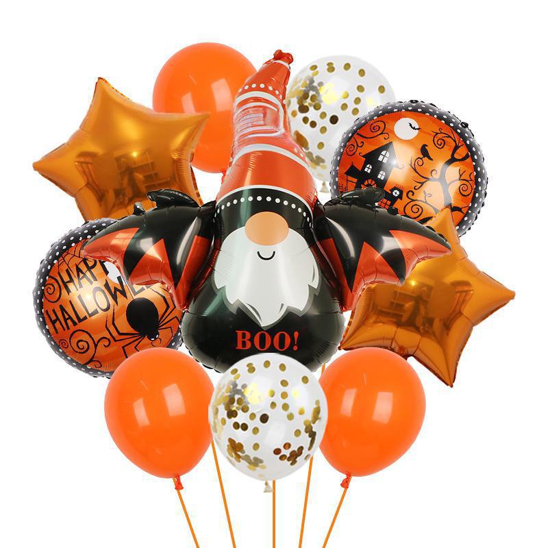 Halloween Pumpkin Cat Skull Ghost Aluminum Film Alien Latex Balloon Set Family Holiday Arrangement Gift