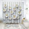 Elegant Bouquet Of Fantastic White Flowers 3D Style Shower Curtain Bathroom Curtain With Bath Rug Carpet Set Floral Home Decor