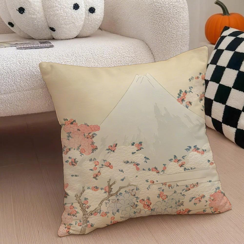Cuscino Fiore di Ciliegio Ukiyo-E Federa per Cuscino Stile Giapponese Copricuscino per Divano Bottone Nascosto Poliestere Resistente Cuscino per Sedia