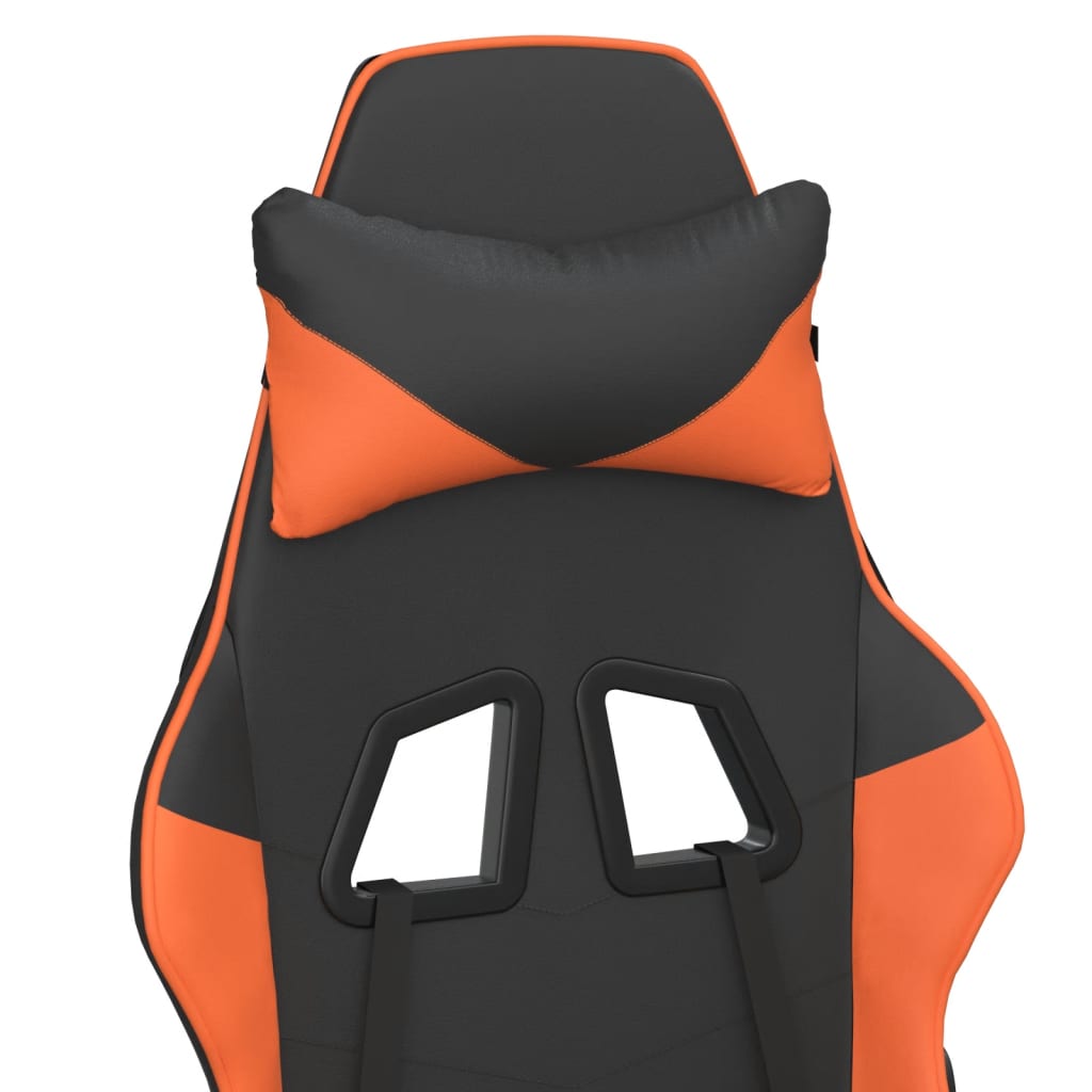Gaming Chair with Massage Function Black and Orange Faux Leather
