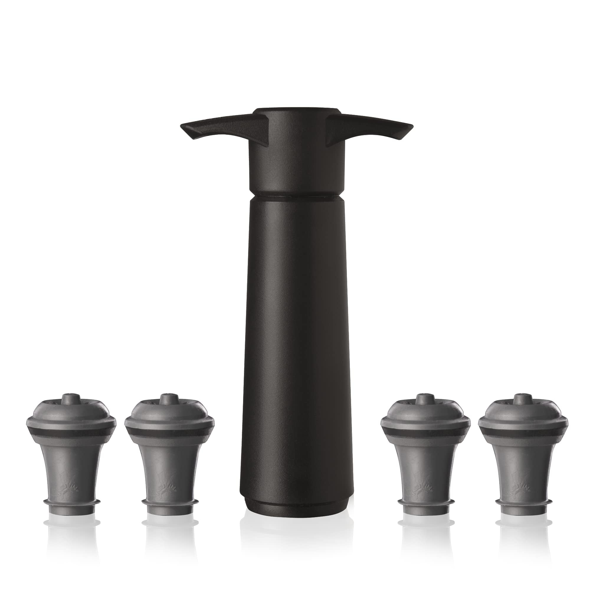 [Authorized Import] Vacu Vin V-40 Black (with 4 stoppers) | Made in the Netherlands. Wine preservation device. Easy to use. Prevents oxidation and mai
