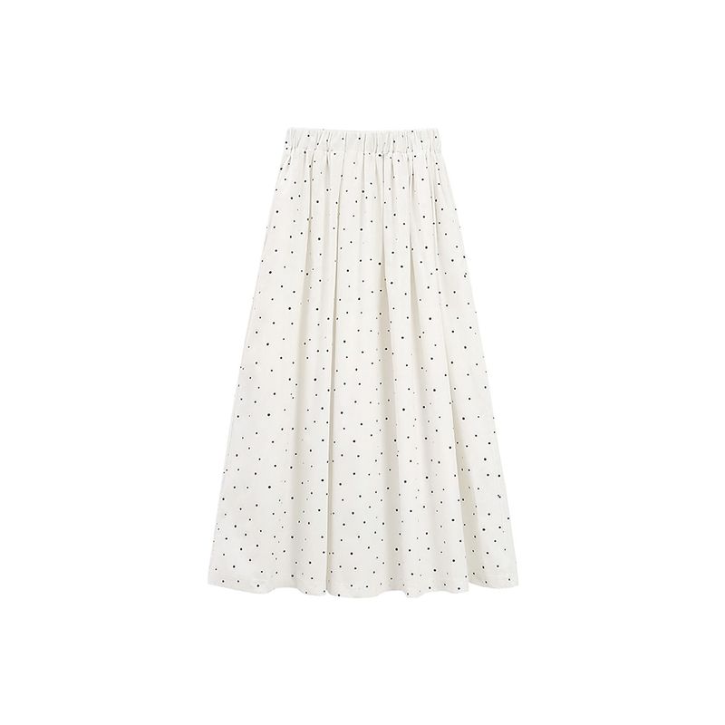 Dot Skirt for Women In Summer, Suitable for Plus-Size Girls with Pear-Shaped Figures, High-Waisted, Hip-Covering, Slimming, Mid-Length A-Line Skirt