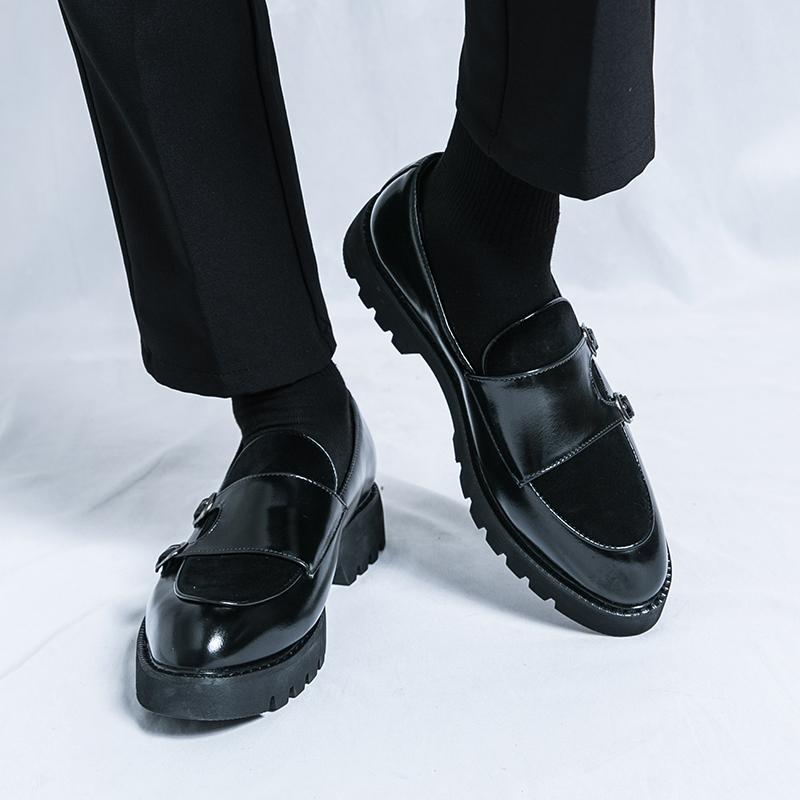 Loafers Men Leather Shoes Thick-soled British Style Black Formal Business Shoes Fashion Luxury Slip-On Casual Shoes Big Size 46