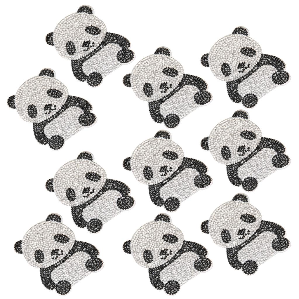10Pcs Rhinestone Patch Iron On Crystal Applique Cartoon Decoration for DIY CraftPanda