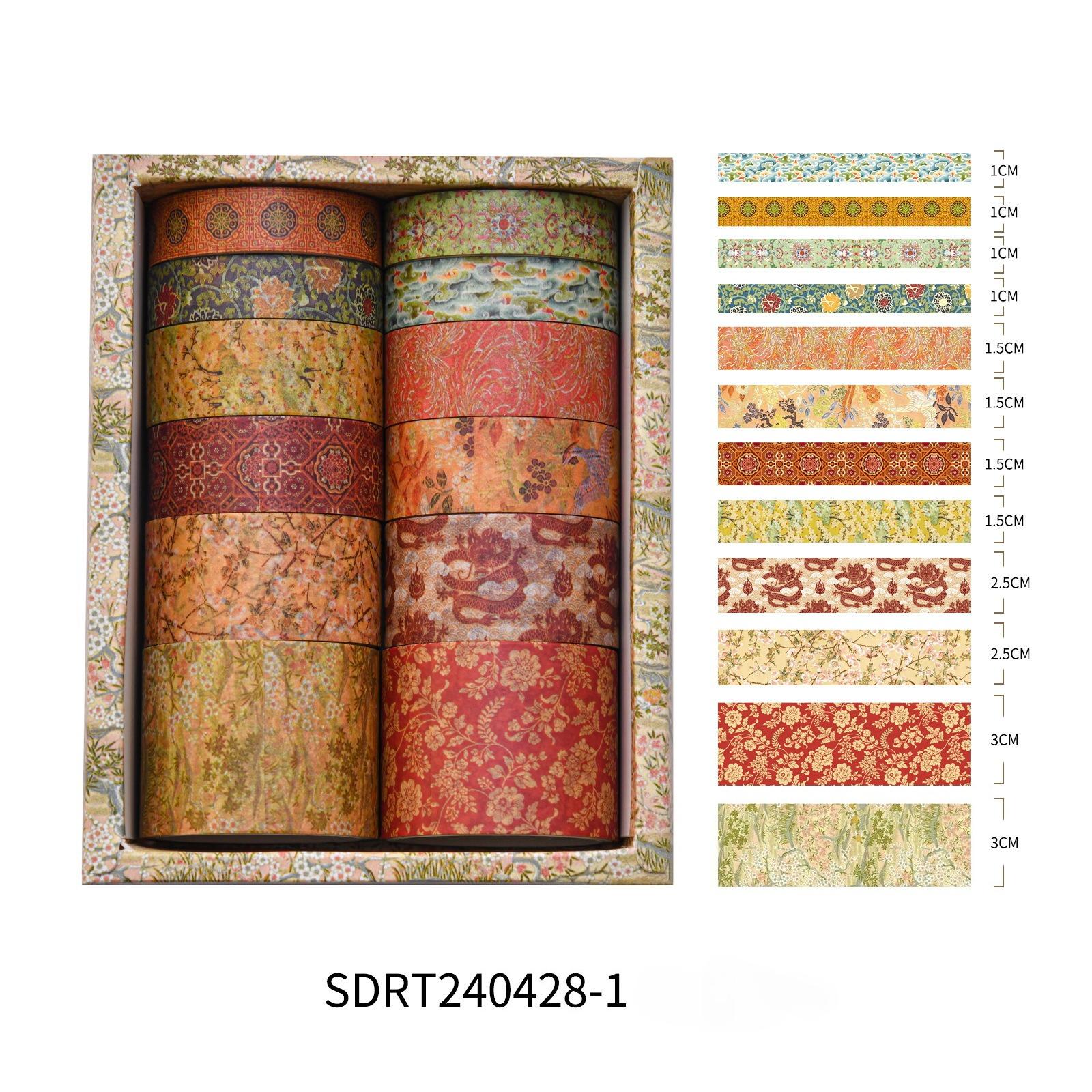12 Rolls Vintage Washi Tape Set DIY Decorative Rolls Wrapping Washi Tapes for Gifts