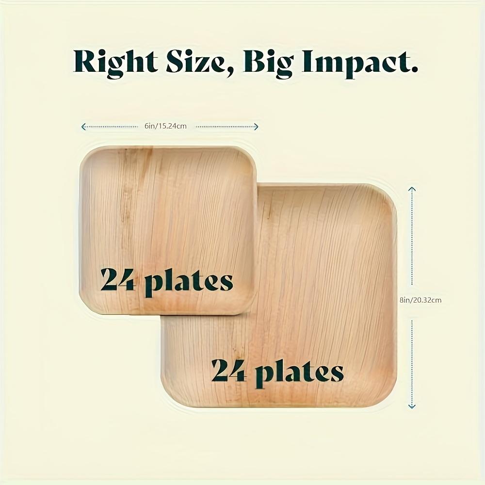 

Набор одноразовой посуды, 48 штук/набор, тарелки 6 дюймов и 8 дюймов, материал из пальмовых листьев, биоразлагаемые и штабелируемые одноразовые праздничные обеденные тарелки, барбекю 48pcs зелёный