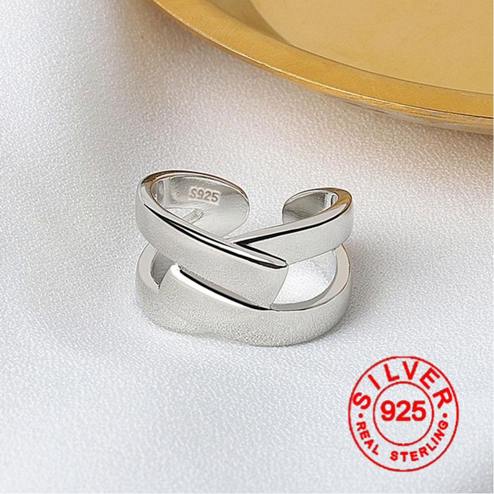 High Quality Fashion BFCLUB Silver Color Geometric Interweave Gold Color Adjustable Rings For Women Wholesale Jewelry