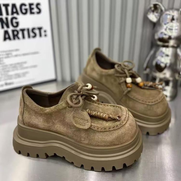 European products 2025 autumn new leather platform loafers women's British style small leather shoes versatile casual shoes fashion trend