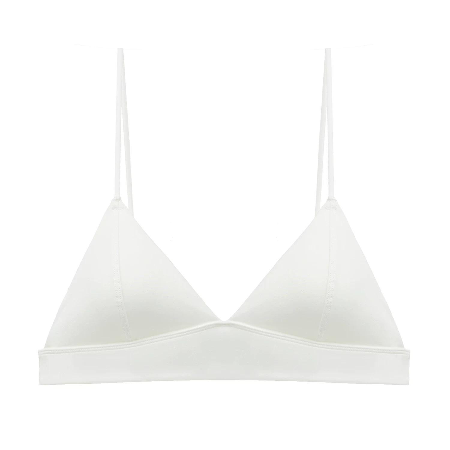 

French sexy underwear women s thin triangle cup without steel ring bra smooth vest type small chest gathering bra Bra S білий