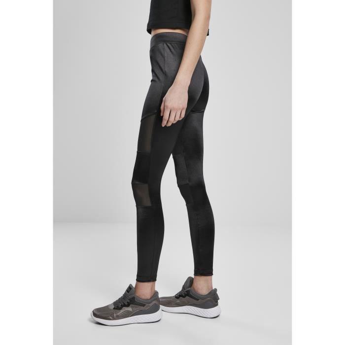 Damen Leggings - Urban Classics - Shiny Tech Mesh - Schwarz - Fitness - Wasserdicht