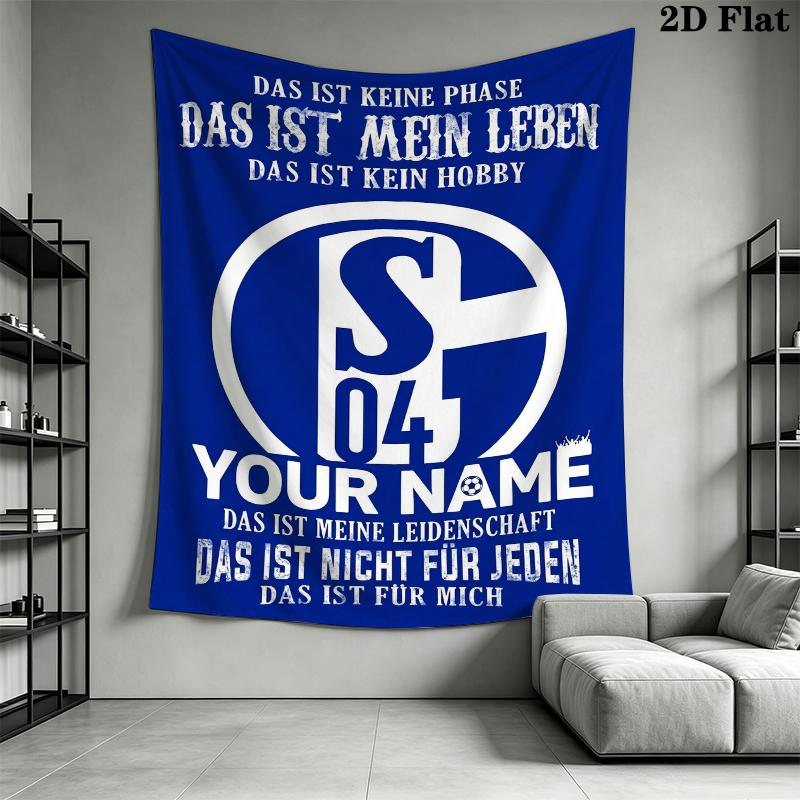 Custom Name FC Schalke 04 Wall Tapestry Aesthetic Wall Hanging Printed Fabric Blanket Decorative Tapestries for Bedroom Living Room Home Decor