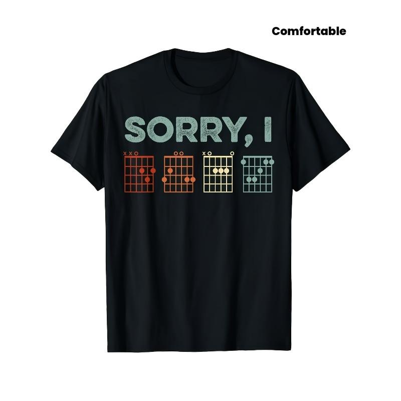 

European sizes Mens Sorry I DGAF Hidden Message Guitar Chords Music Note T Shirt[Cool Design] Street Trending Style Women s Tee 4XL чорний