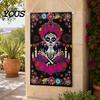 Wall Backdrop Day of The Dead Fabric Art, Mexican Fiesta Theme Colorful Sugar Exotic Themed Skull Hanging Tapestry Decoration for Photo Booth,
