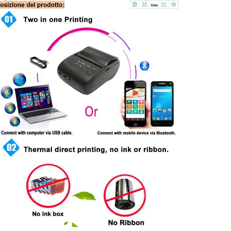 5802DD Portable Thermal Receipt Printer with Wireless Bluetooth
