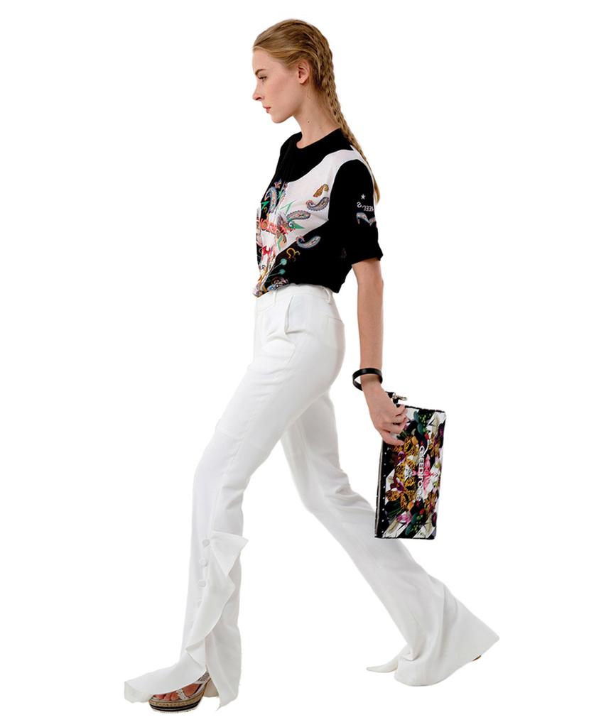 GREEDILOUS White Ruffle Pants
